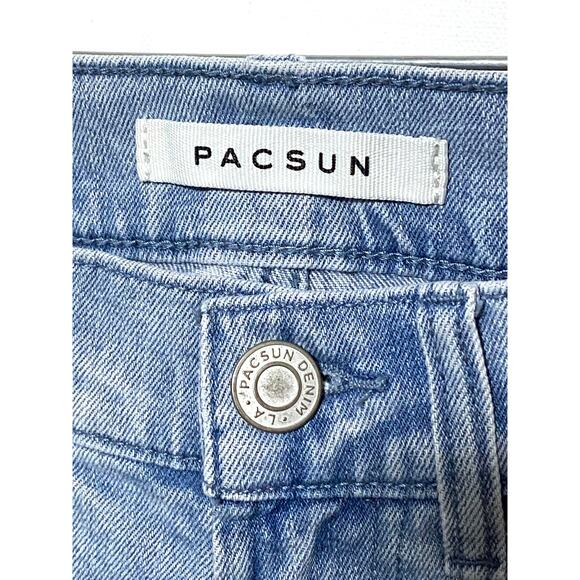 Pacsun Stacked Skinny Blue Jeans Mens 28x30 Distressed Ripped Grunge Skater Y2K - Picture 7 of 10